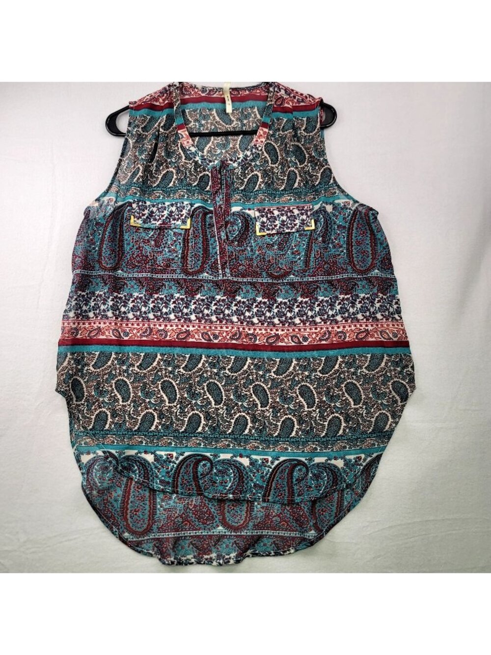 Live 4 Truth Paisley Boho Tank Top 2X High Low Sheer India